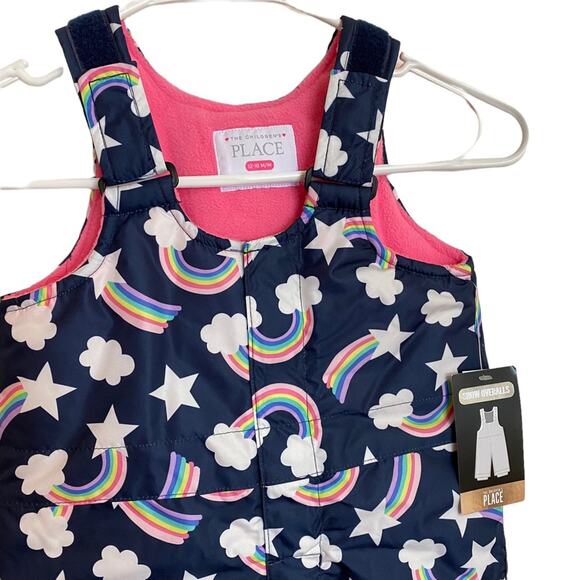The Childrens Place Snowsuit 12 18 months Girls Rainbow Snow Overalls NWT - Picture 2 of 5